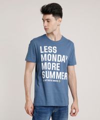 Camiseta-Masculina--Less-Monday-more-summer--Manga-Curta-Gola-Careca-Azul-9276508-Azul_1