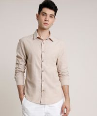 Camisa-Masculina-Tradicional-com-Linho-Manga-Longa-Bege-9660414-Bege_1