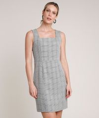 Vestido-Feminino-Curto-Estampado-Xadrez-com-Fenda-Sem-Manga-Cinza-9640738-Cinza_1 Vestido-Feminino-Curto-Estampado-Xadrez-com-Fenda-Sem-Manga-Cinza-9640738-Cinza_1