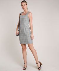 Vestido-Feminino-Curto-Estampado-Xadrez-com-Fenda-Sem-Manga-Cinza-9640738-Cinza_3 Vestido-Feminino-Curto-Estampado-Xadrez-com-Fenda-Sem-Manga-Cinza-9640738-Cinza_3