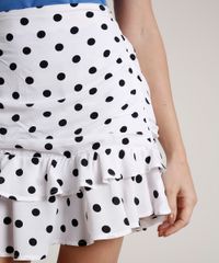 Saia-Feminina-Mindset-Curta-Estampada-de-Poas-em-Camadas-Branca-9734175-Branco_4