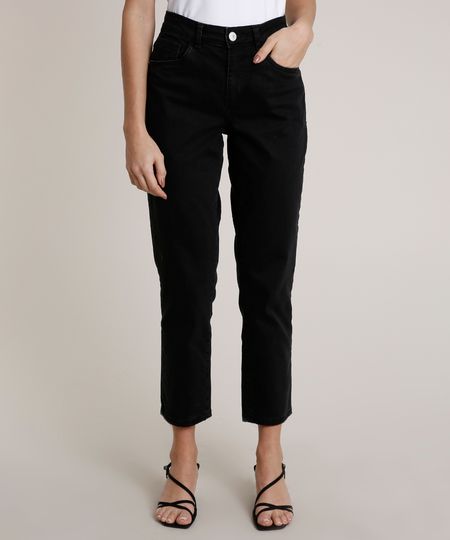 jeans preto cintura alta
