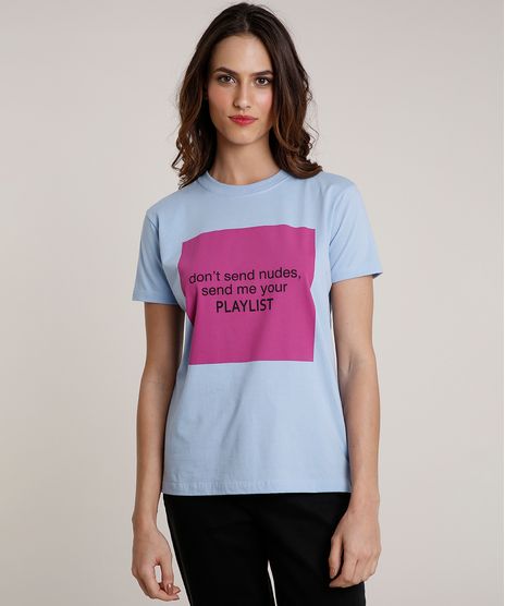 T-Shirt-Feminina-Mindset--Send-Me-Your-Playlist--Manga-Curta-Decote-Redondo-Azul-Claro-9832019-Azul_Claro_1