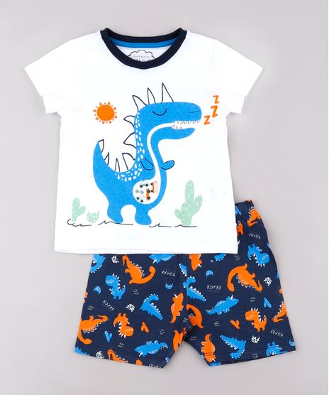 Pijama-Infantil-Dinossauro-Manga-Curta-Off-White-9762292-Off_White_1