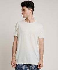 Camiseta-Masculina-Basica-com-Linho-Manga-Curta-Gola-Careca-Bege-Claro-9752731-Bege_Claro_1