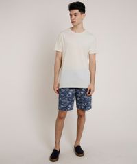 Camiseta-Masculina-Basica-com-Linho-Manga-Curta-Gola-Careca-Bege-Claro-9752731-Bege_Claro_3