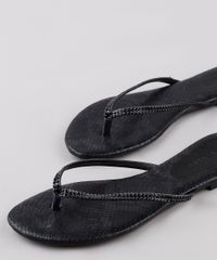 Rasteira-Feminina-Oneself-Texturizada-Cobra-com-Strass-Preta-9721510-Preto_2