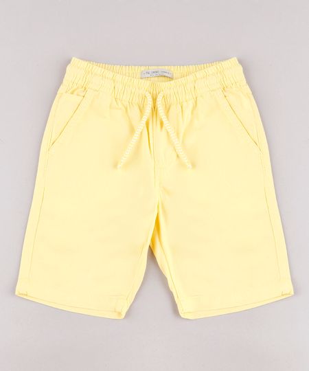 Bermuda-de-Sarja-Infantil-Basica-Com-Elastico-Amarelo-9690566-Amarelo_1