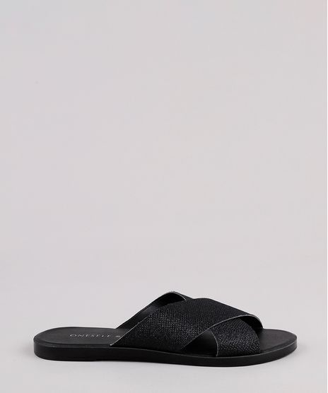 Rasteira-Feminina-Oneself-em-Tiras-Cruzadas-com-Lurex-Preto-9728901-Preto_1