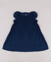 Vestido-Infantil-Plissado-com-Flores-Sem-Manga-Azul-Marinho-9678025-Azul_Marinho_1