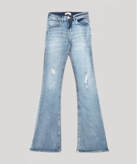 calça flare jeans infanto juvenil