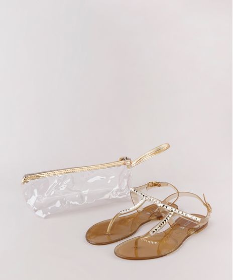 Kit-de-Rasteira-Feminina-Oneself-Transparente-com-Tachas---Necessaire-Dourada-9827565-Dourado_1