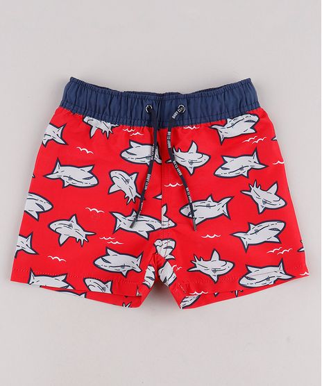 Bermuda-surf-Infantil-Estampada-de-Tubaroes--Vermelho-9667569-Vermelho_1