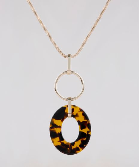 Colar-Feminino-Longo-com-Pingente-Acrilico-Tartaruga-e-Argola-Dourado-9650217-Dourado_1