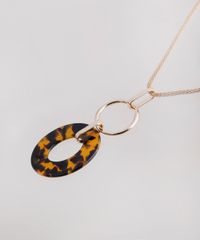 Colar-Feminino-Longo-com-Pingente-Acrilico-Tartaruga-e-Argola-Dourado-9650217-Dourado_3