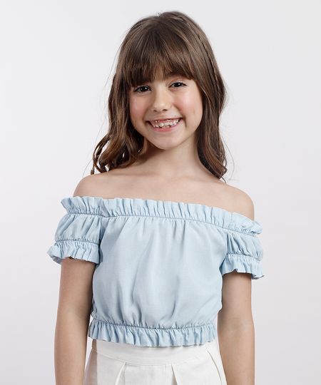 Blusa-Jeans-Infantil-Agua-de-Coco-Tal-Mae-Tal-Filha-Cropped-Ombro-a-Ombro-Manga-Curta-Azul-Claro-9799552-Azul_Claro_1 Blusa-Jeans-Infantil-Agua-de-Coco-Tal-Mae-Tal-Filha-Cropped-Ombro-a-Ombro-Manga-Curta-Azul-Claro-9799552-Azul_Claro_1