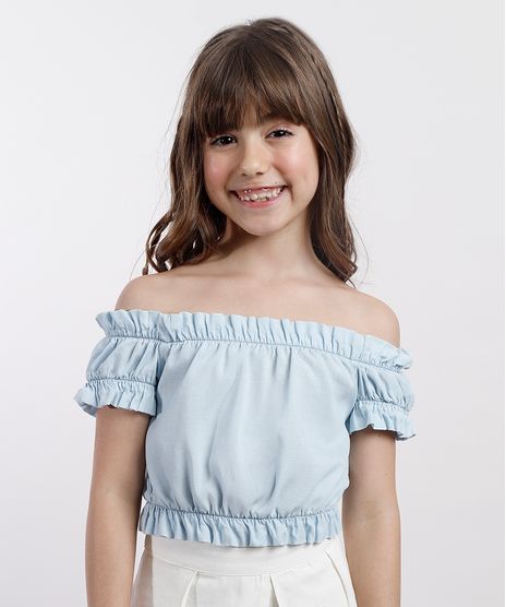 Blusa-Jeans-Infantil-Agua-de-Coco-Tal-Mae-Tal-Filha-Cropped-Ombro-a-Ombro-Manga-Curta-Azul-Claro-9799552-Azul_Claro_1
