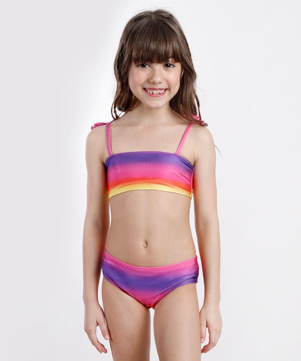 Biquíni Infantil Triya Tal Mãe Tal Filha Estampado Degradê Sunset com Proteção UV50+ Roxo 10