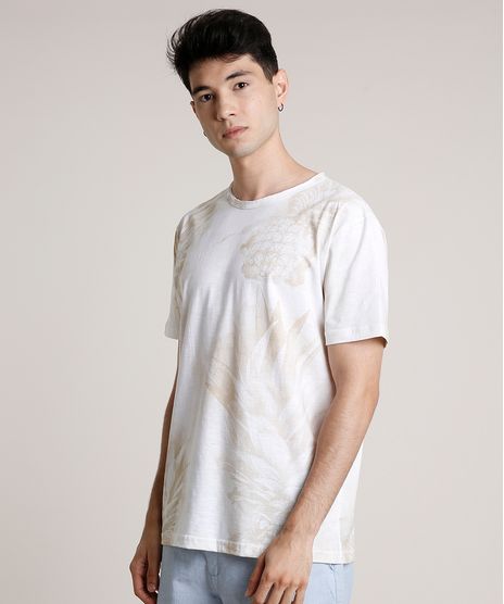 Camiseta-Masculina-Estampada-de-Abacaxi-Manga-Curta-Gola-Careca-Off-White-9757278-Off_White_1