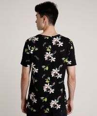 Camiseta-Masculina-Estampada-Floral-Manga-Curta-Gola-Careca-Preto-9755502-Preto_2