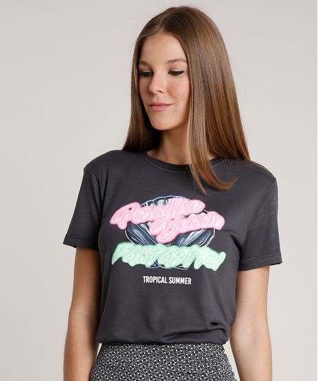 Blusa-Feminina--Paradise-Beach--Manga-Curta-Decote-Redondo-Chumbo-9791737-Chumbo_1