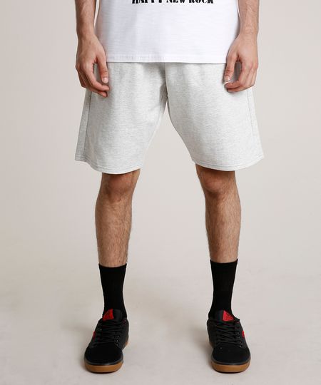 Bermuda-Masculina-Basica-Relaxed-em-Moletom-Cinza-Mescla-Claro-9751350-Cinza_Mescla_Claro_1