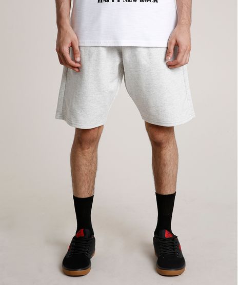 Bermuda-Masculina-Basica-Relaxed-em-Moletom-Cinza-Mescla-Claro-9751350-Cinza_Mescla_Claro_1