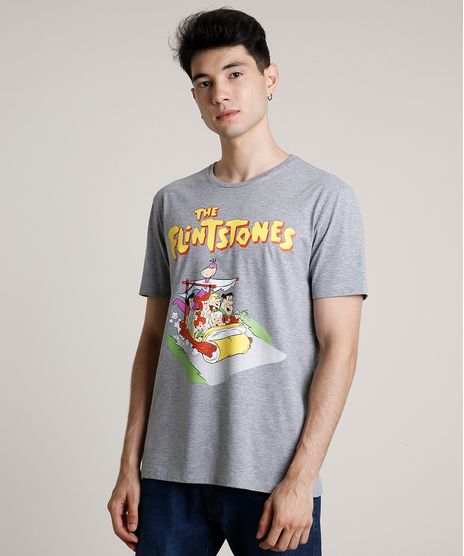 Camiseta-Masculina-Os-Flintstones-Manga-Curta-Gola-Careca-Cinza-Mescla-9719883-Cinza_Mescla_1