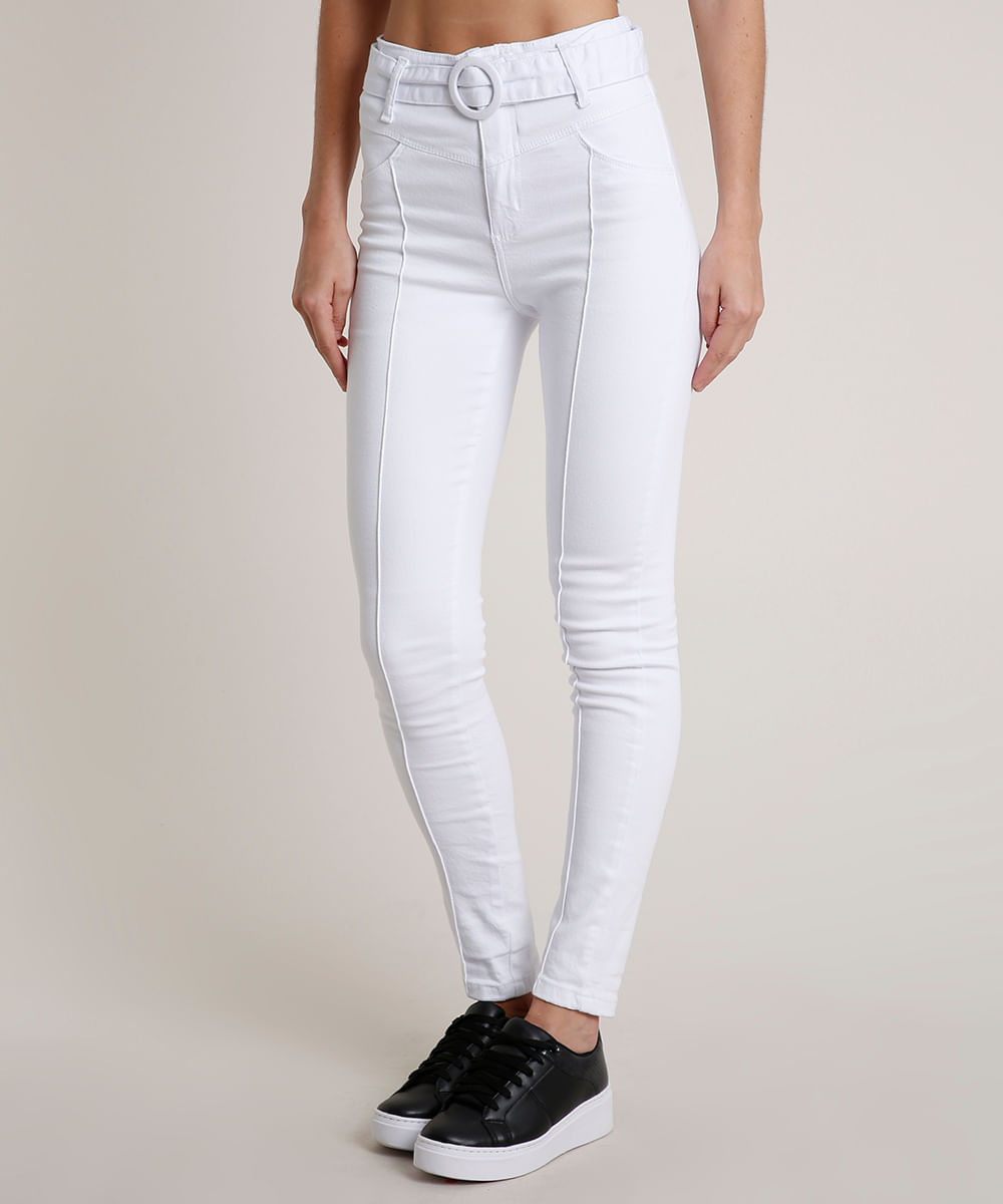 calça da sawary cintura alta com cinta