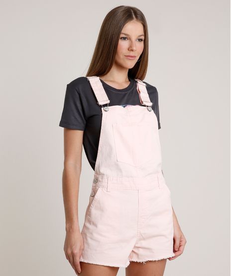Jardineira-de-Sarja-Feminina-com-Bolsos-e-Barra-Desfiada-Rose-9811484-Rose_1