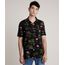 Camisa-Masculina-Estampada-de-Flamingo-Manga-Curta-Preta-9729724-Preto_1