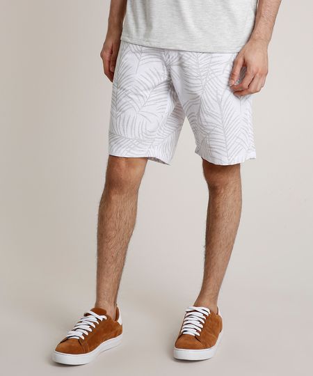 Bermuda-Masculino-Reta-com-Linho-Estampado-de-Folhagens-Off-White-9759691-Off_White_1