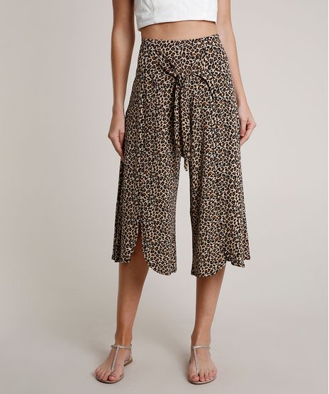 Calca-Feminina-Pantacourt-Estampada-Animal-Print-Onca-com-Transpasse-e-Amarracao-Bege-9705209-Bege_1
