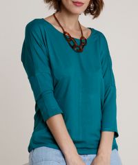 Blusa-Feminina-Ampla-Basica-Manga-7-8-Decote-Redondo-Verde-9509004-Verde_1_4