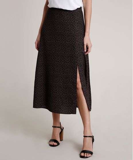 Saia-Feminina-Midi-Estampada-Animal-Print-Onca-com-Fenda-Preta-9689660-Preto_1