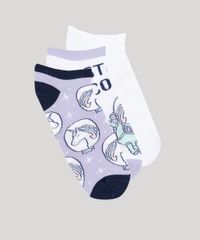 Kit-de-3-Meias-Femininas-Cano-Baixo-Unicornio-Astronauta-Multicor-9743305-Multicor_1