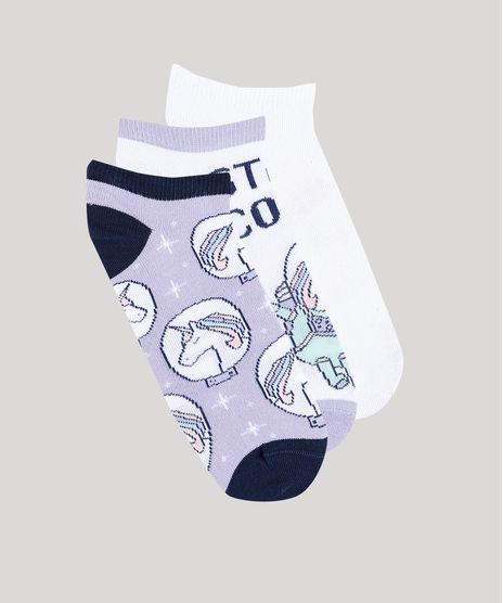 Kit-de-3-Meias-Femininas-Cano-Baixo-Unicornio-Astronauta-Multicor-9743305-Multicor_1