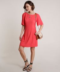 Vestido-Feminino-Curto-com-Vazado-Manga-Curta-Coral-9680342-Coral_3