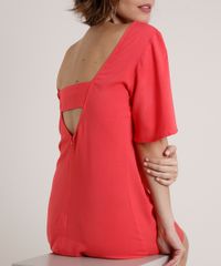Vestido-Feminino-Curto-com-Vazado-Manga-Curta-Coral-9680342-Coral_4