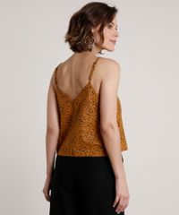 Regata-Feminina-Estampada-Animal-Print-Onca-com-Linho-e-Botoes-Alca-Fina-Decote-V-Caramelo-9680493-Caramelo_2