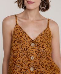 Regata-Feminina-Estampada-Animal-Print-Onca-com-Linho-e-Botoes-Alca-Fina-Decote-V-Caramelo-9680493-Caramelo_4