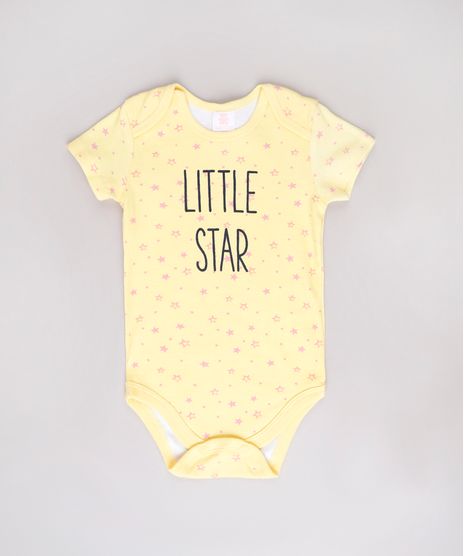 Body-Infantil--Little-Star--Estampado-de-Estrelas-Manga-Curta-Amarelo-9602187-Amarelo_1