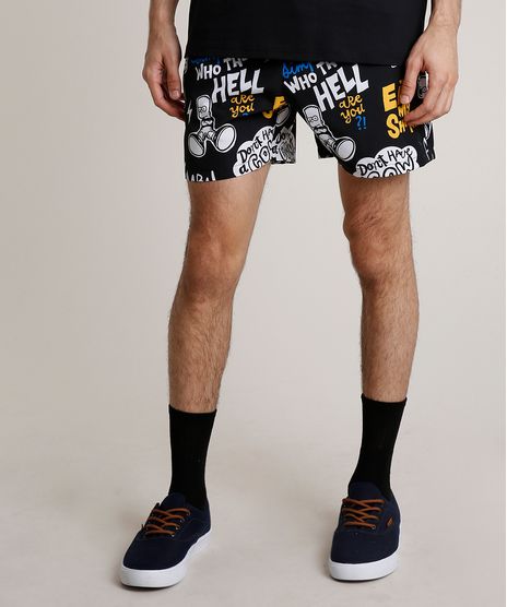 Short-Masculino-Bart-Simpson-Estampado-com-Bolsos-Preto-9831661-Preto_1