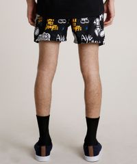 Short-Masculino-Bart-Simpson-Estampado-com-Bolsos-Preto-9831661-Preto_4