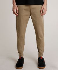 Calca-de-Sarja-Masculina-Jogger-Slim--Bege-Escuro-9779211-Bege_Escuro_1