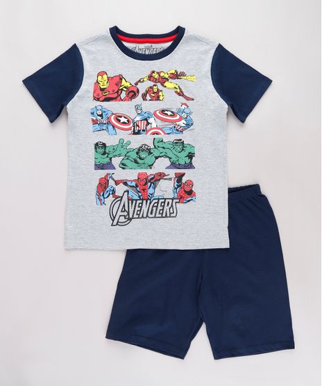 Pijama-Infantil-Os-Vingadores-Manga-Curta-Cinza-Mescla-9762293-Cinza_Mescla_1