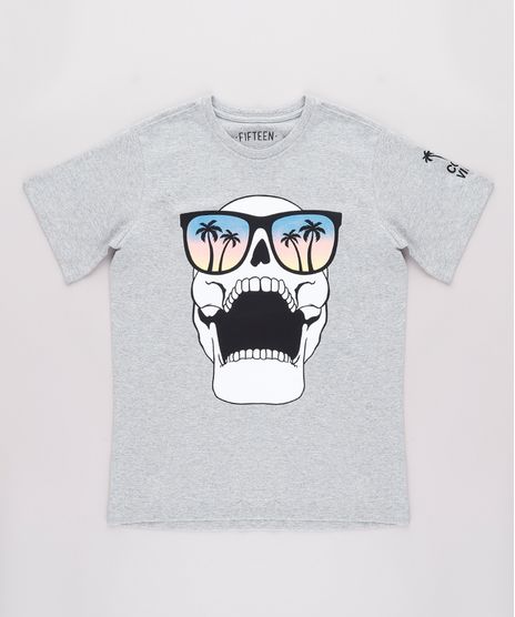 Camiseta-Infantil-Caveira--Cool-Vibes--Manga-Curta-Cinza-Mescla-9732793-Cinza_Mescla_1
