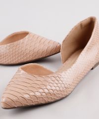 Sapatilha-Feminina-Via-Uno-Aberta-Bico-Fino-Texturizada-Cobra--em-Verniz-Bege-9685833-Bege_5