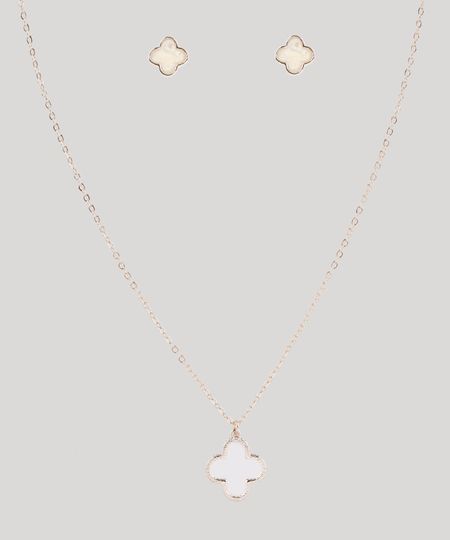Kit-de-Brinco---Colar-Femininos-Folheados-com-Trevo-Dourado-9775329-Dourado_1