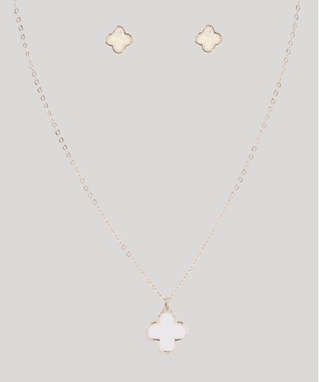 Kit-de-Brinco---Colar-Femininos-Folheados-com-Trevo-Dourado-9775329-Dourado_1